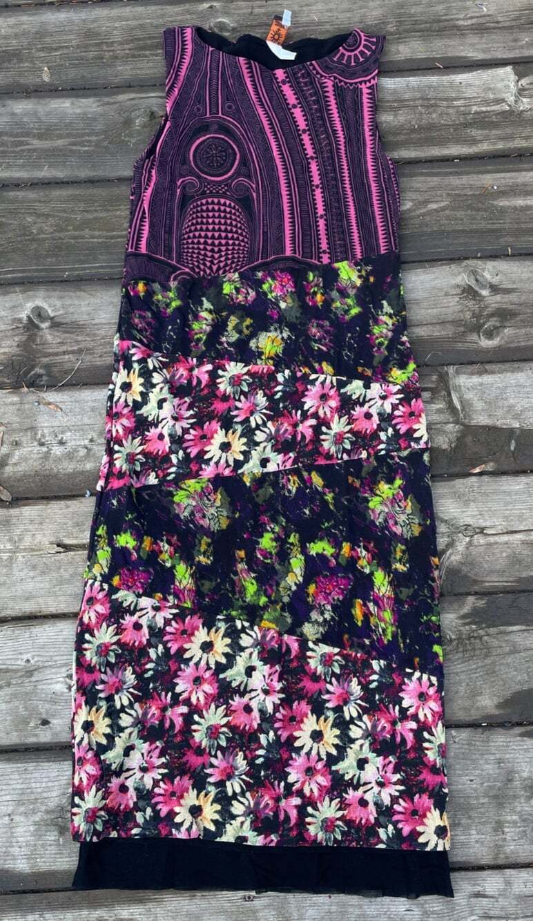 Y2K Vintage 90s FUZZI x Jean Paul Gaultier Soleil Dress Sz XL Floral Mesh